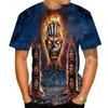Men's fashionable skull 3D print T-shirt, trendy digital round neck short-sleeved casual top, street style.