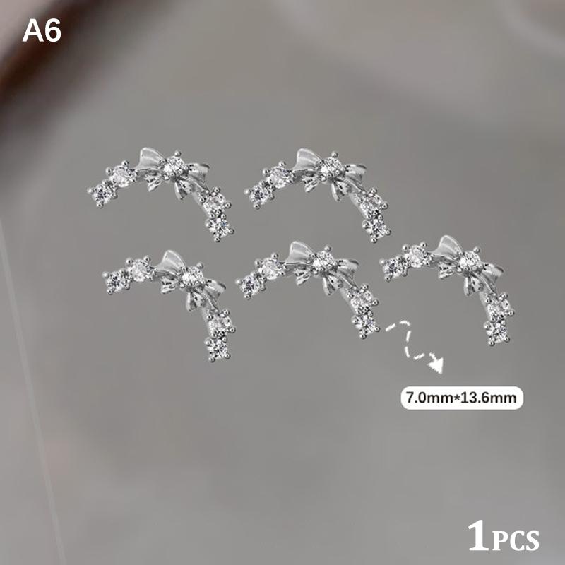 1Pcs Shiny Zircon 3D Butterfly Bow Nail Rhinestones Charm Diamond Crystal Alloy Pendant Luxury Nail Art Decorations Manicure Too