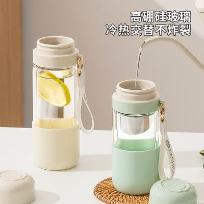 360ml Borosilicate Glass Coffee Cup Mini Quick-Open Portable Glass Mug Filtered Water Bottle for Travel and Sports