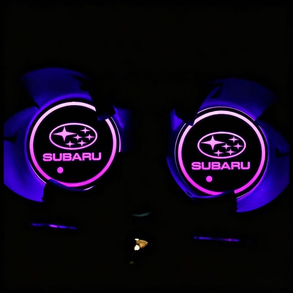 Car Colorful Glowing Water Cup Pad Emblem Accessory For Subaru STI Outback Forester Impreza XV Legacy WRX BRZ Tribeca ge3