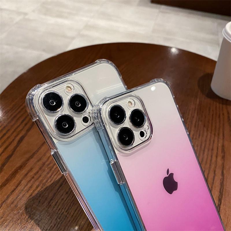 Transparent Gradient Rainbow Color Case For Iphone 13 12 11 Pro Max X Xr Xs Hard Acrylic Shockproof Crystal Cover Capa