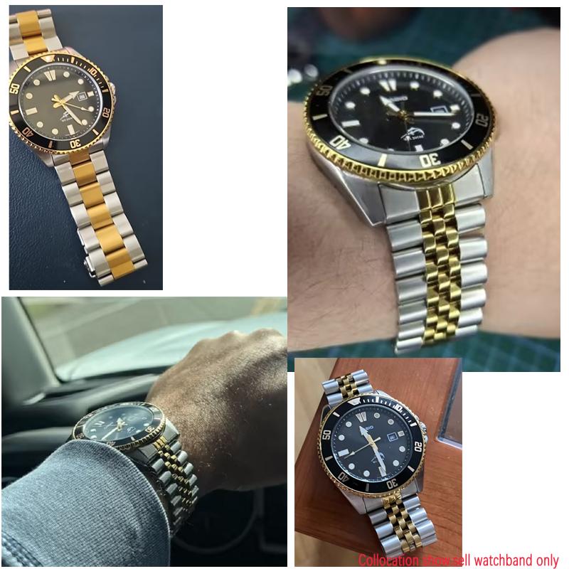 22mm Gold-Schwarz Edelstahl Uhrenarmband für Casio MDV-106 MDV-107 2784 Armband Gebogenes Metall-Armband Faltverschluss Armband