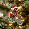Unique Holiday Gifts for Dachshund Owners Christmas Ornaments, 2D Flat Dog Themed Acrylic Xmas Ornaments Tree Hanging Decoration Car Rearview Mirror,