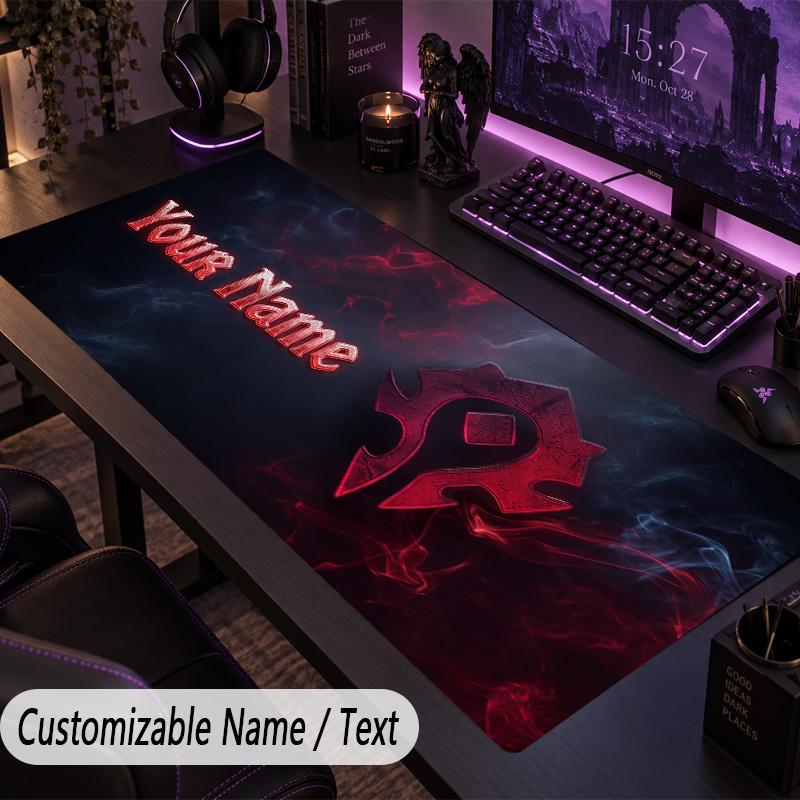 Custom Text Big Mousepad, Extended Desk Pad For Laptop Work GameWorld of Warcraft