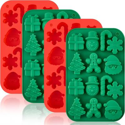 Formas de silicone para chocolate de Natal, formas para assar doces, bengalas de doce floco de neve 3D, bonecos de neve, árvores de Natal, homens de gengibre, San