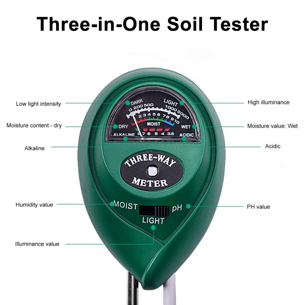 3 in 1 Soil Garden PH Meter Sunlight PH Tester Garden Flowers Soil Moisture Sensor Plants Acidity Humidity PH Monitor Detector