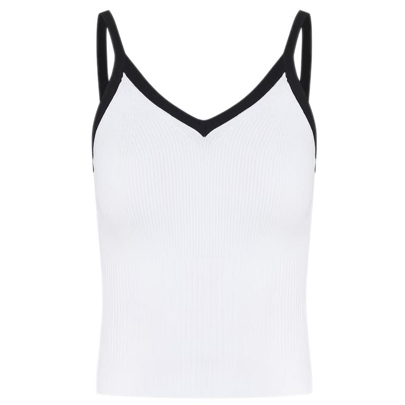 Женская вязаная майка с V-образным вырезом и контрастной отделкой M 165