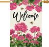 Spring Summer Geranium Welcome House ag Double Sided Burlap,Pink oral Bee La 7445030986963 ZZY