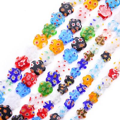 10/12 mm gemischte Farben, Pflaumenblütenmuster, Millefiori-Glas-Lampwork-Perlen für DIY-Schmuckherstellung