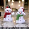 Cartoon Snowman Plush Dolls Collectible Figurine Ornament with Winter Scarf and Hat Christmas Stuffed Toy for Gifting