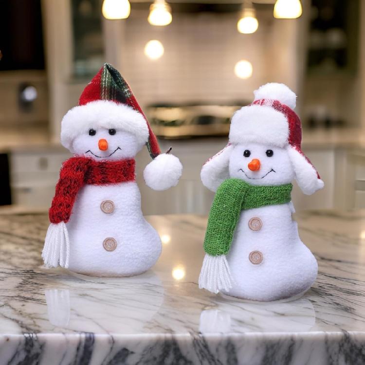 Cartoon Snowman Plush Dolls Collectible Figurine Ornament with Winter Scarf and Hat Christmas Stuffed Toy for Gifting