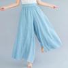 Summer New Large Size Cotton and Linen Casual Wide Leg Pants Women Elastic Waist Solid Vintage Loose Trousers Women Elegant Slim Fit Baggy Pants 26494