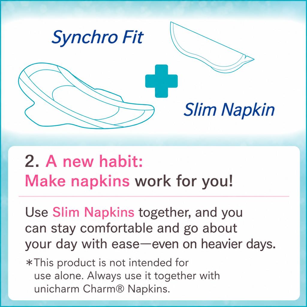 Sofy Synchro Fit Sanitary Pad Booster 12pcs X5 Packs Flushable Absorbent Pad Insert for Heavy Flow Day Use Japan