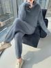 Women's Mid-Length Hooded Mink Velvet Sweater Dress - Thick Knit, Loose Fit, Autumn/Winter Pullover.
