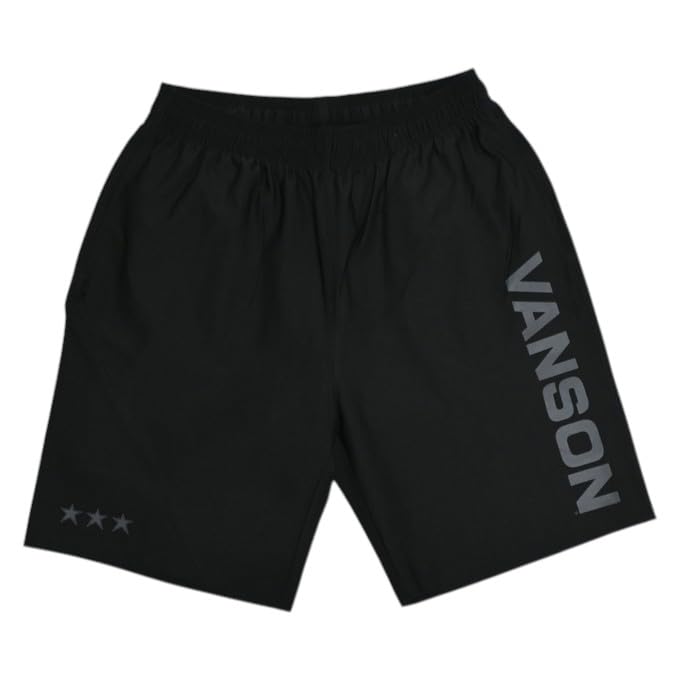 Vanson Training Wear Pants Short Sleeve and Top and Bottom Set for Gym NVSU-2501 & Set, T-Shirt Shorts, Jersey, Men's (JP, Alphabet, L, Black)