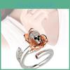 Elegant Unisex Copper Zircon Ring With Trendy Lightning And Rainbow Designs