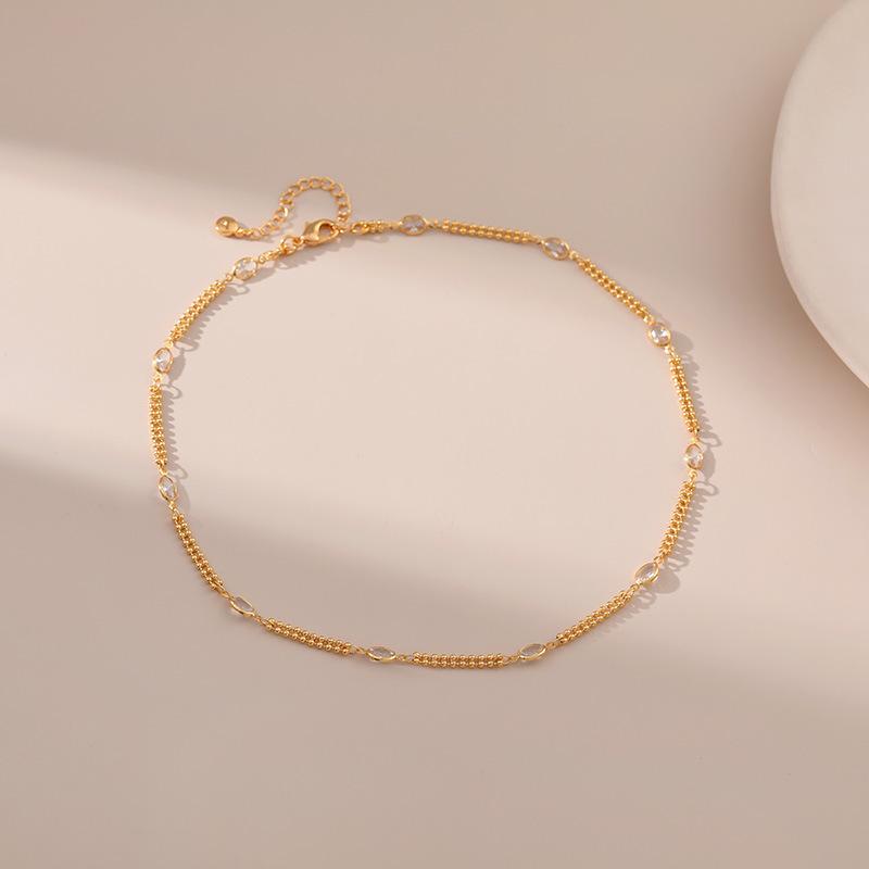 K Gold Plated Beaded Chain Clavicle Necklace Handmade Minimalist Cool Style золотой