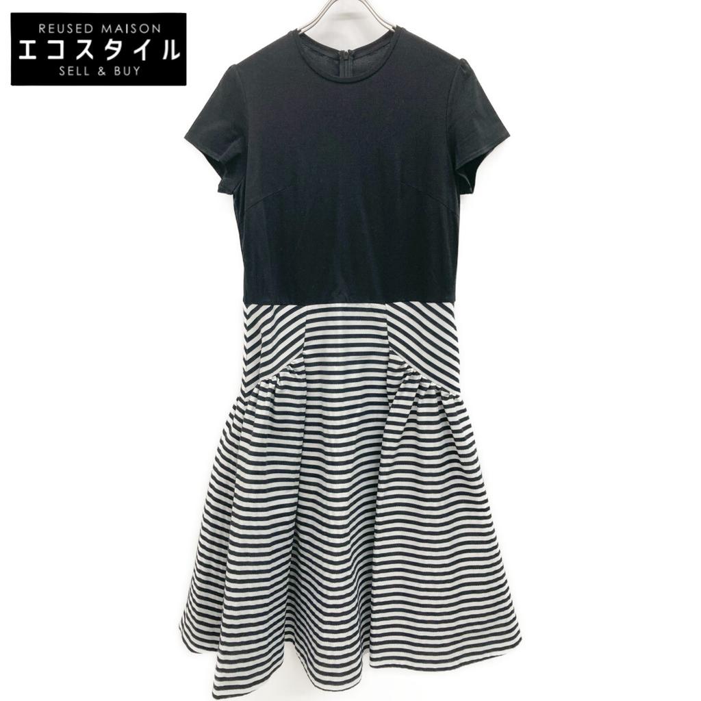 BORDERS at BALCONY BD2011P-2K-04 Black T-shirt with Tucked Border One-Piece dress 36 blackUsed