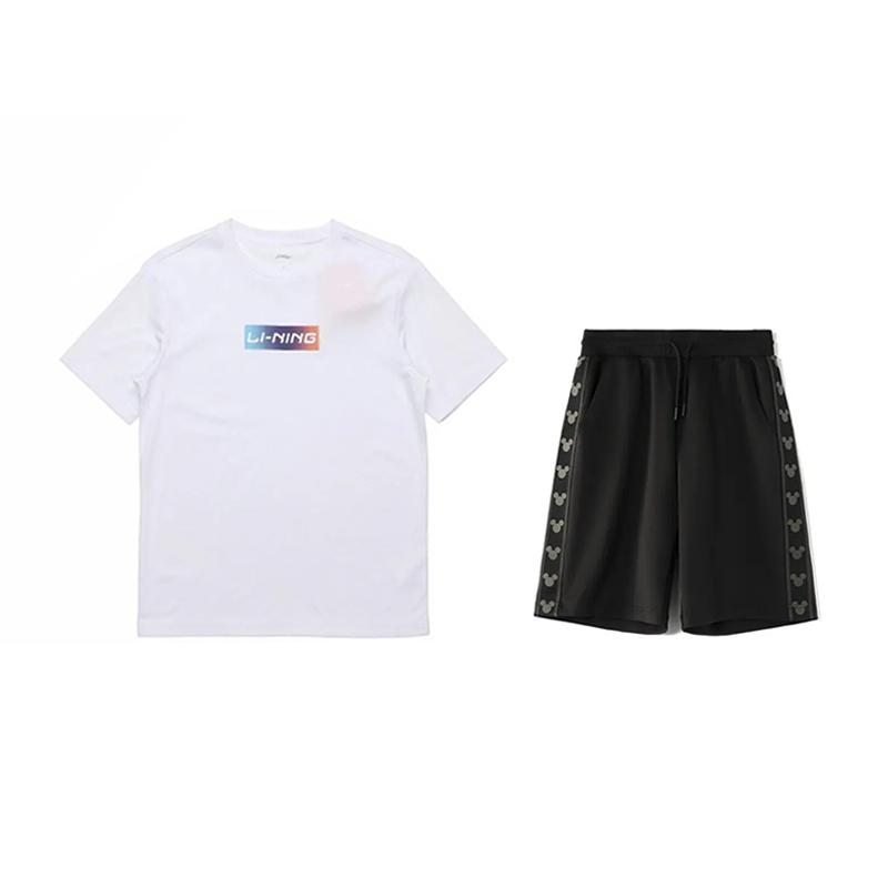 

Li-Ning Gradient Logo Short Sleeve Comfortable Fashion Casual Sports Suit Unisex suit YHST171-1+YKSV129-2 S