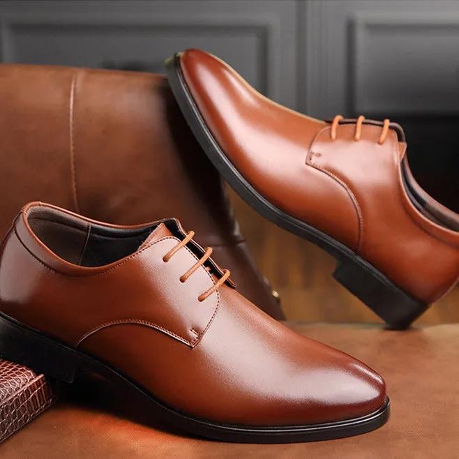 Men's Spring Pointed-toe Shoes Youth British Leather Shoes Formal Business Shoes Slip On Casual Shoes