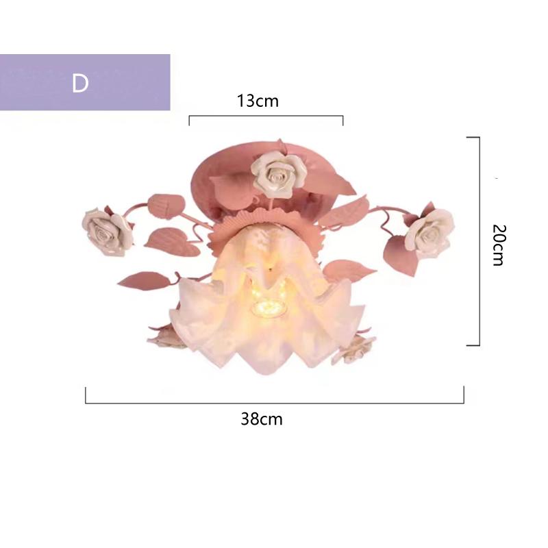 Japanese Pastoral Ceiling Lights Rose Wrought Iron Flower Lamp Porch Aisle Mount Ceiling Lamps Kitchen Home Lighting 110-265V