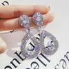 Fashion Long Tassel Full Rhinestone Drop Earrings for Women Shiny Crystal Water Drop Flowers Dangle Earring Party Jewelry Gifts