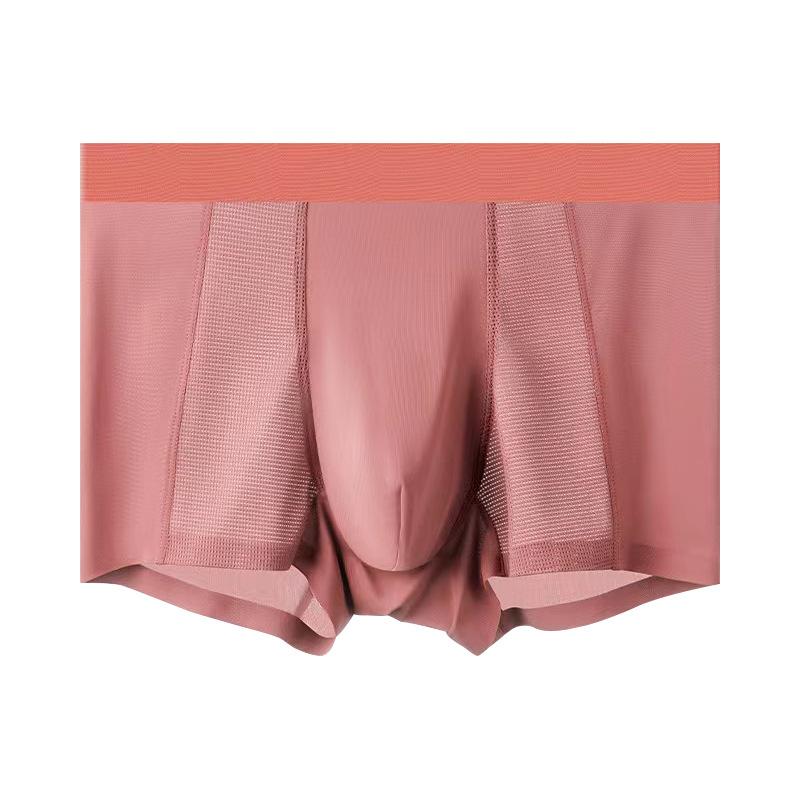 

Men s Ice Silk Underwear Lightweight and Seamless Mid Waist Quick Drying Youth Flat Corner Shorts 3XL рожевий червоний колір