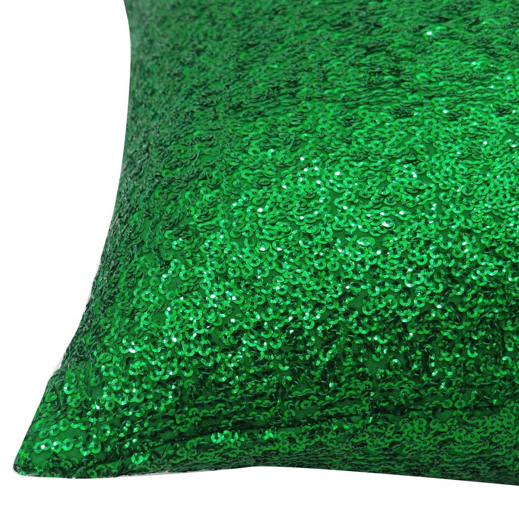 Yuga Decorative Shiny Metallic Green Sequin Glitter Pillow Cover Throw Cushion Case 12 X 12