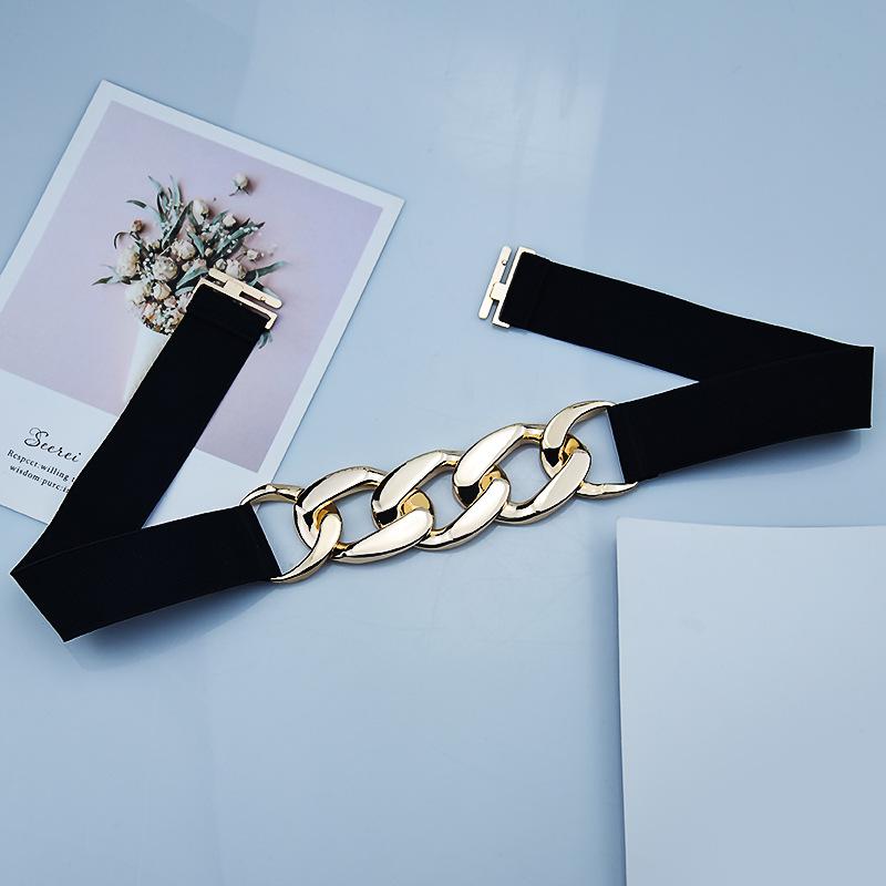 Women's Elastic Metal Chain Waist Belt - Versatile Body Shaper for Suits & Coats