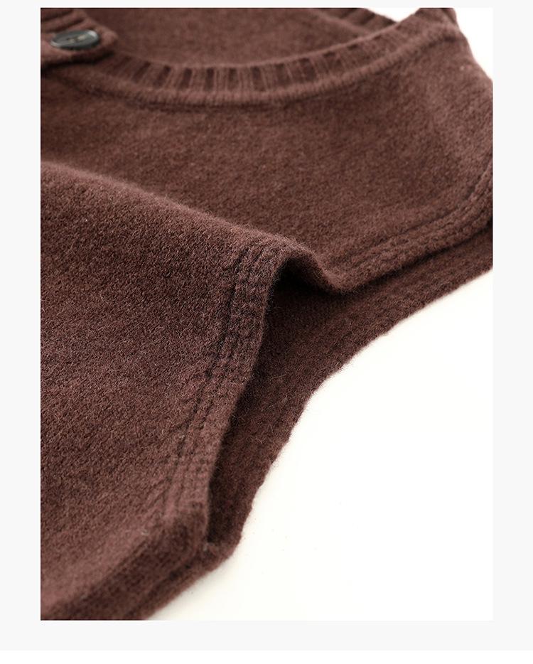 Damen Strickweste aus reiner Wolle - Rundhals-Cardigan mit Taschen für Herbst/Winter zum Schichten