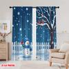 2pcs 2D flat printing Christmas Curtains Winter Wonderland Snowman Versatile 100% Polyester Without Electricity Spring for gold
