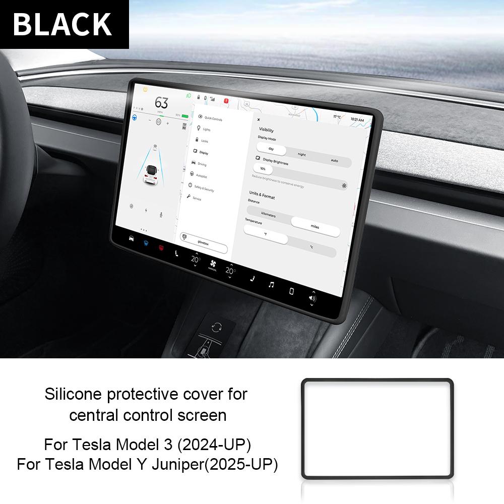 For Tesla Model 3 Highland 2025 Model Y Juniper 2025-up Silicone Screen Frame Display Edge Protector Central Control Accessores