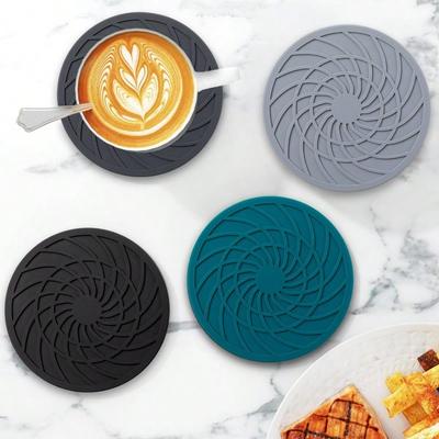 8 Stück Silikon-Untersetzer Rund 10 cm Durchmesser Rutschfest Haushalts-Silikon-Isolationsmatte Getränke-Kaffee-Untersetzer
