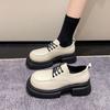 Thick heel platform women's 2024 new retro fashion temperament casual single shoes lace-up small leather shoes tide