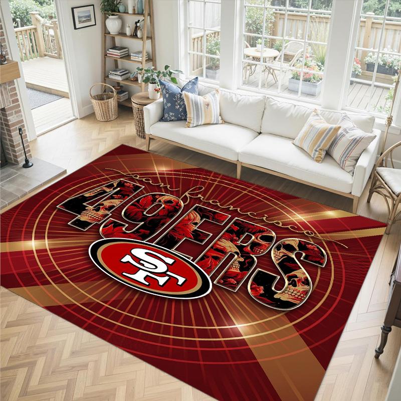San Francisco 49ers Design Kristall Samt Teppich Gemütlich Nicht?Rutschfester Teppich mit Aufdruck für Schlafzimmer Wohnzimmer Eingang