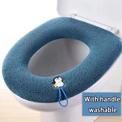 Capa de assento de vaso sanitário espessa, capa de assento de inverno, quente, macia, lavável, capa de assento, tampa de vaso sanitário, capa de bidê, acessórios de banheiro