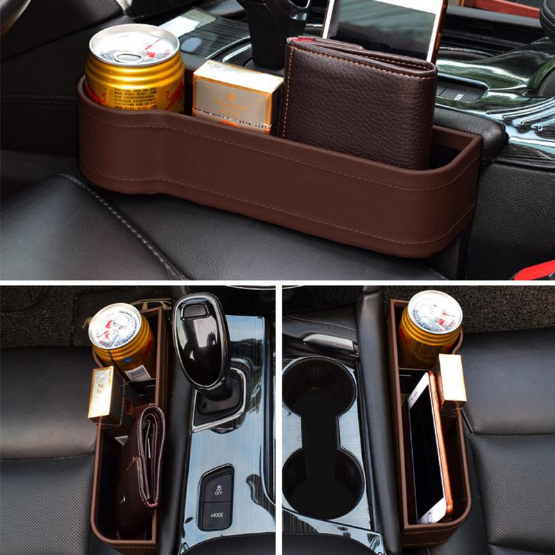 Car Seat Gap Storage Box Multifunctional Leather Storage Box Seat Storage Card Phone Key Clip Storage Bag Accessory Inside Car