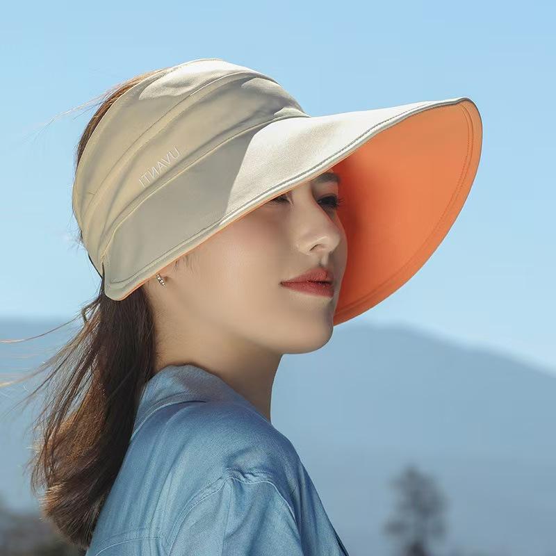 Jiaoxia s same style double-sided ice silk fisherman hat for women, sun protection, UV protection, casual sun hat, open-top hat Adjustable（Suitable for