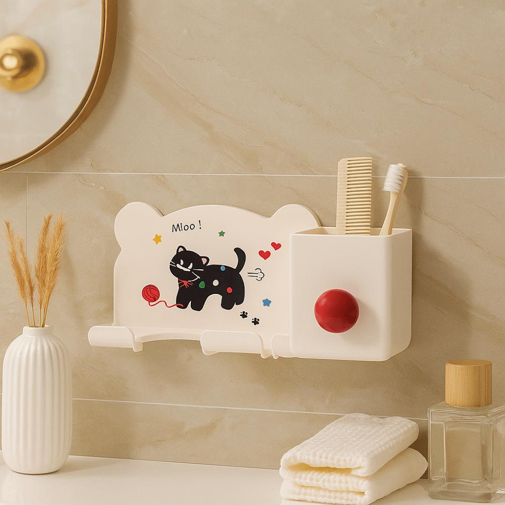 Waterproof Hair Dryer Storage Rack Cartoon Bathroom Storage Bracket  Home Organization