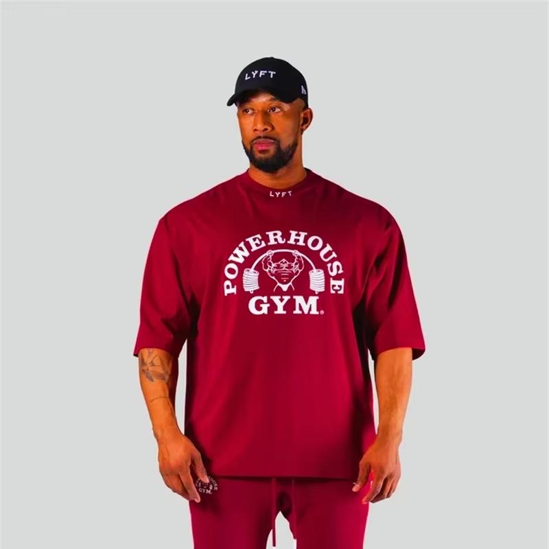 

LYFT Совместно Мужская Беговая Спортивная Хлопковая Футболка Тренажерный Зал Фитнес Бодибилдинг Свободная Футболка с Принтом Летняя Мужская для Бега Тренировок Топы 4XL