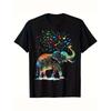 Colorful Watercolor Elephant Graphic T-Shirt Men Round Neck Casual Short Sleeve Cotton Tee