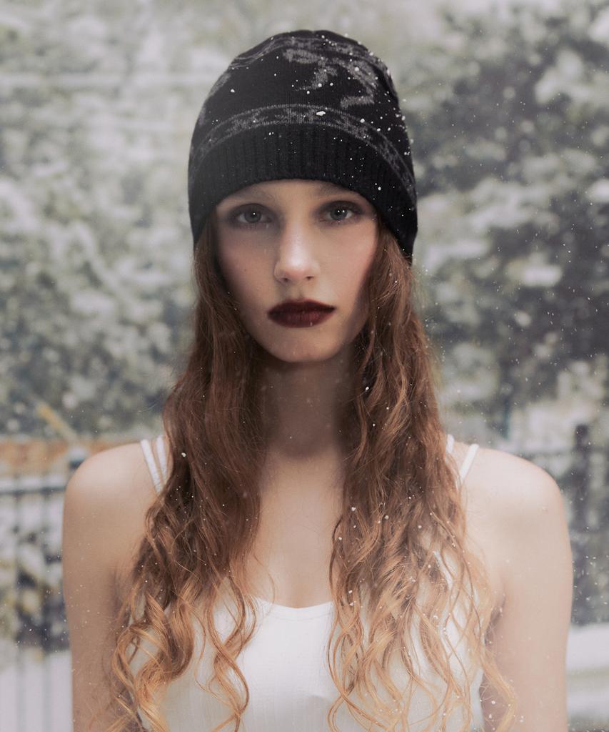 Nasnoing Ribbon Jqd Beanie (Black)