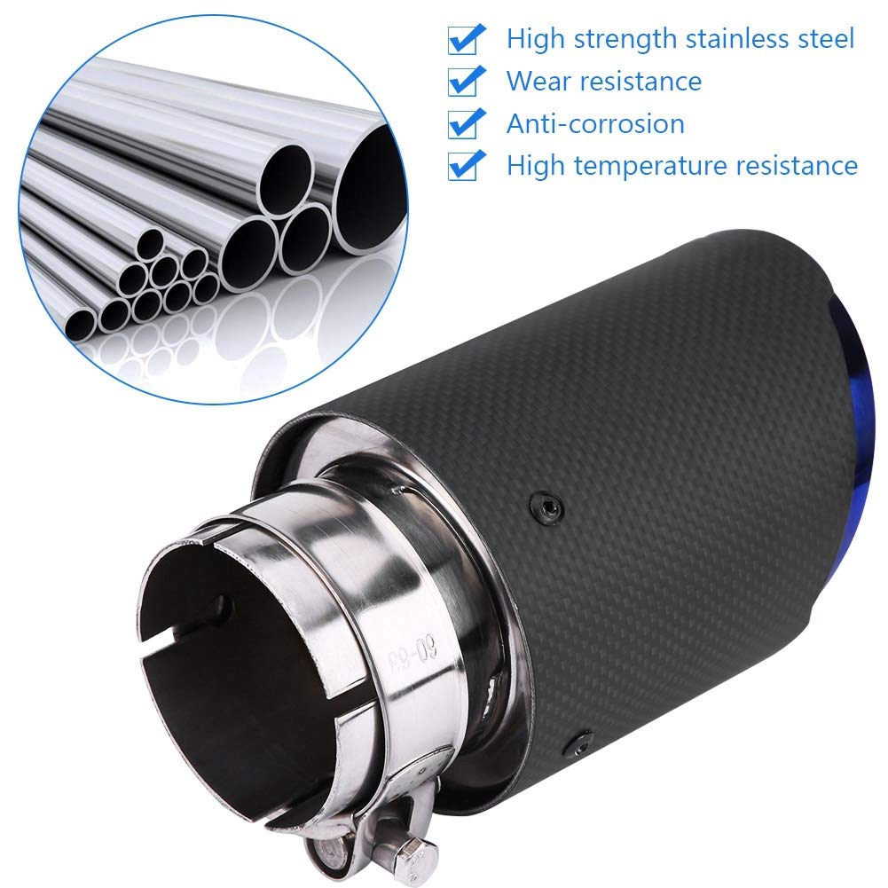 Universal Carbon Fiber Style Car Exhaust Muffler Tip - Smoother Exhaust, Increased Power, Elegant