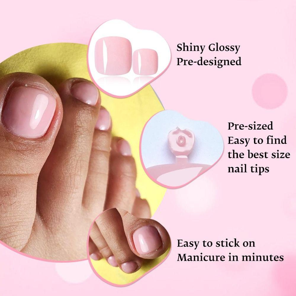 120Pcs Glossy Women Fake Toe Nails Nude Toe Nail Tips New Fake Toenails