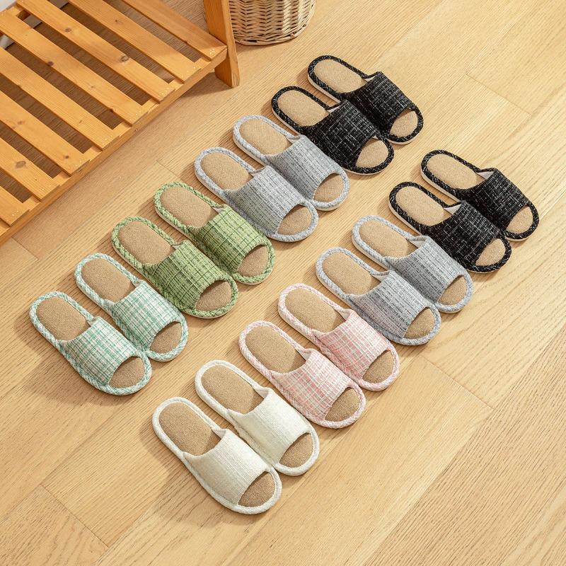 Lidani linen slippers men's summer home indoor four seasons non-slip sweat-absorbing women's floor cotton and linen sandals