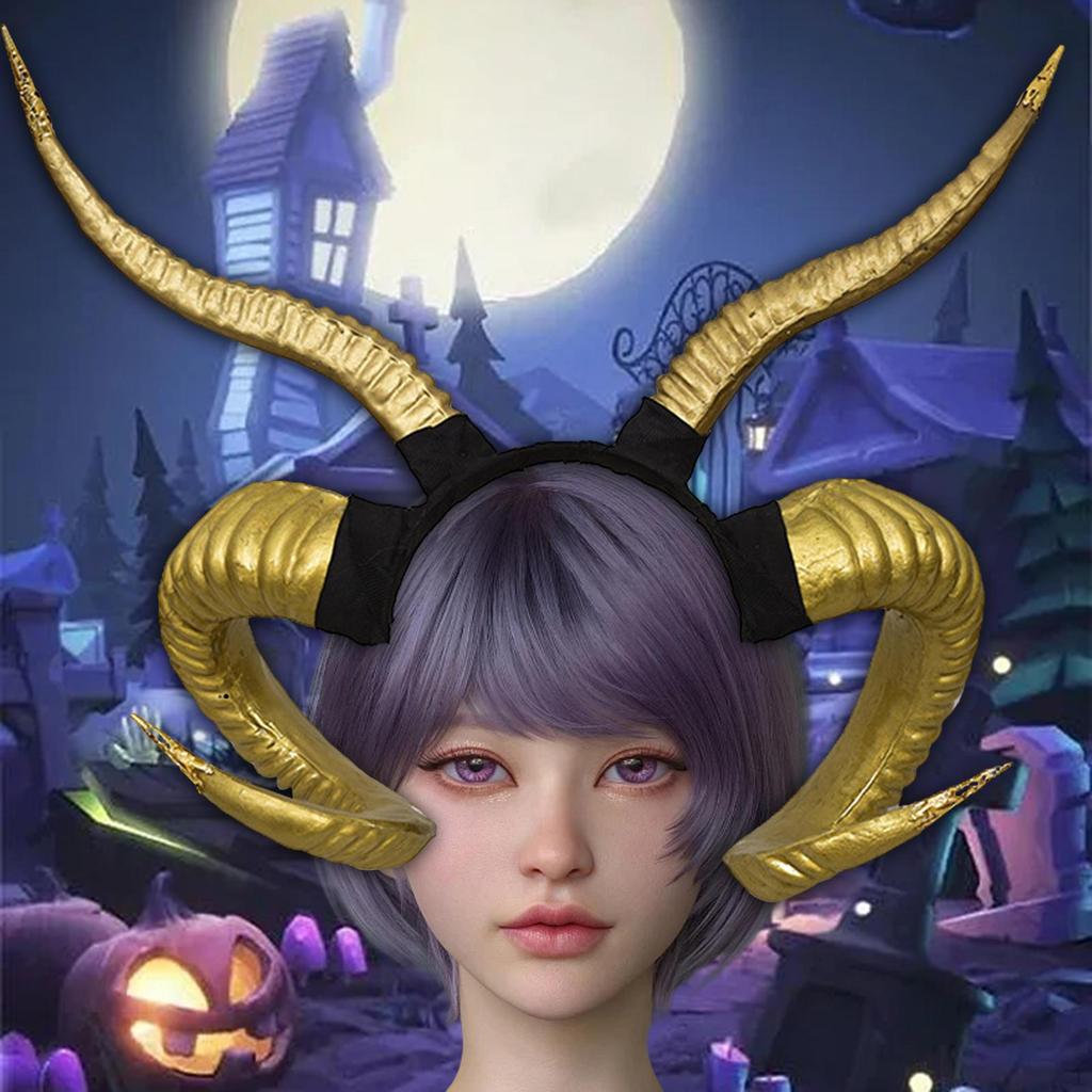 Devil Sheep Horn Headband Hair Accessory Gothic Punk Vintage Headwear Hairband for Halloween Costume