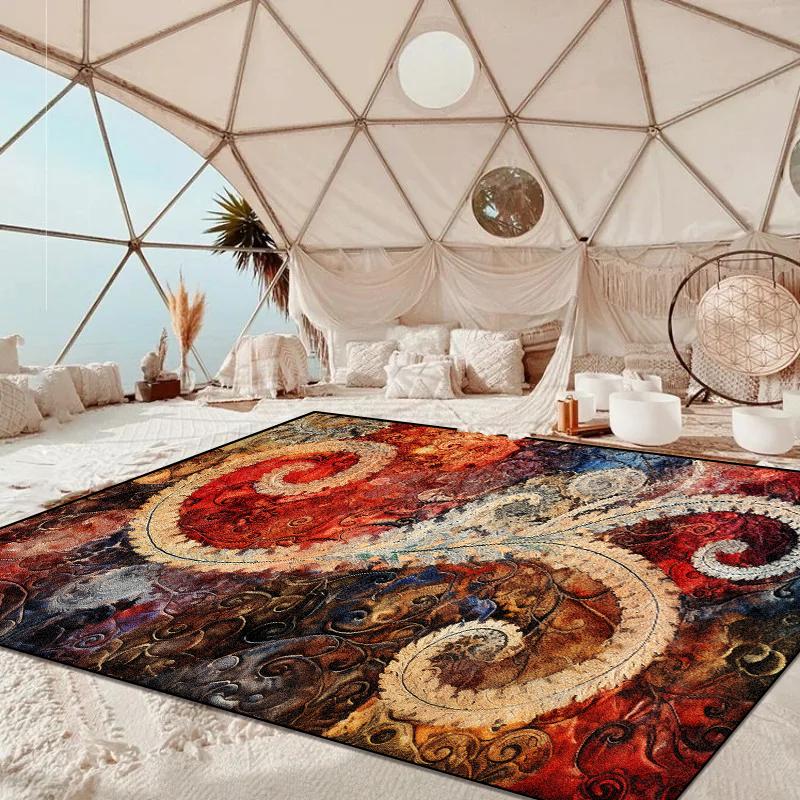 Böhmische Teppiche für Wohnzimmer Großer Flächenteppich Rutschfest Schlafzimmer Ankleidezimmer Dekoration Teppich Waschbare Sofa Couchtischmatte