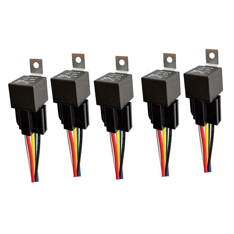 5pcs JD1914 5pin Waterproof Car Relay Long Life Automotive Relays Normally Open DC 12V/24V Relay For Head Light Air Conditioner