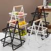 2/3-Tier Metal Fruit Basket Stand Foldable Kitchen Countertop Organizer For Vegetables Snacks Bread Storage Living Room Storage
