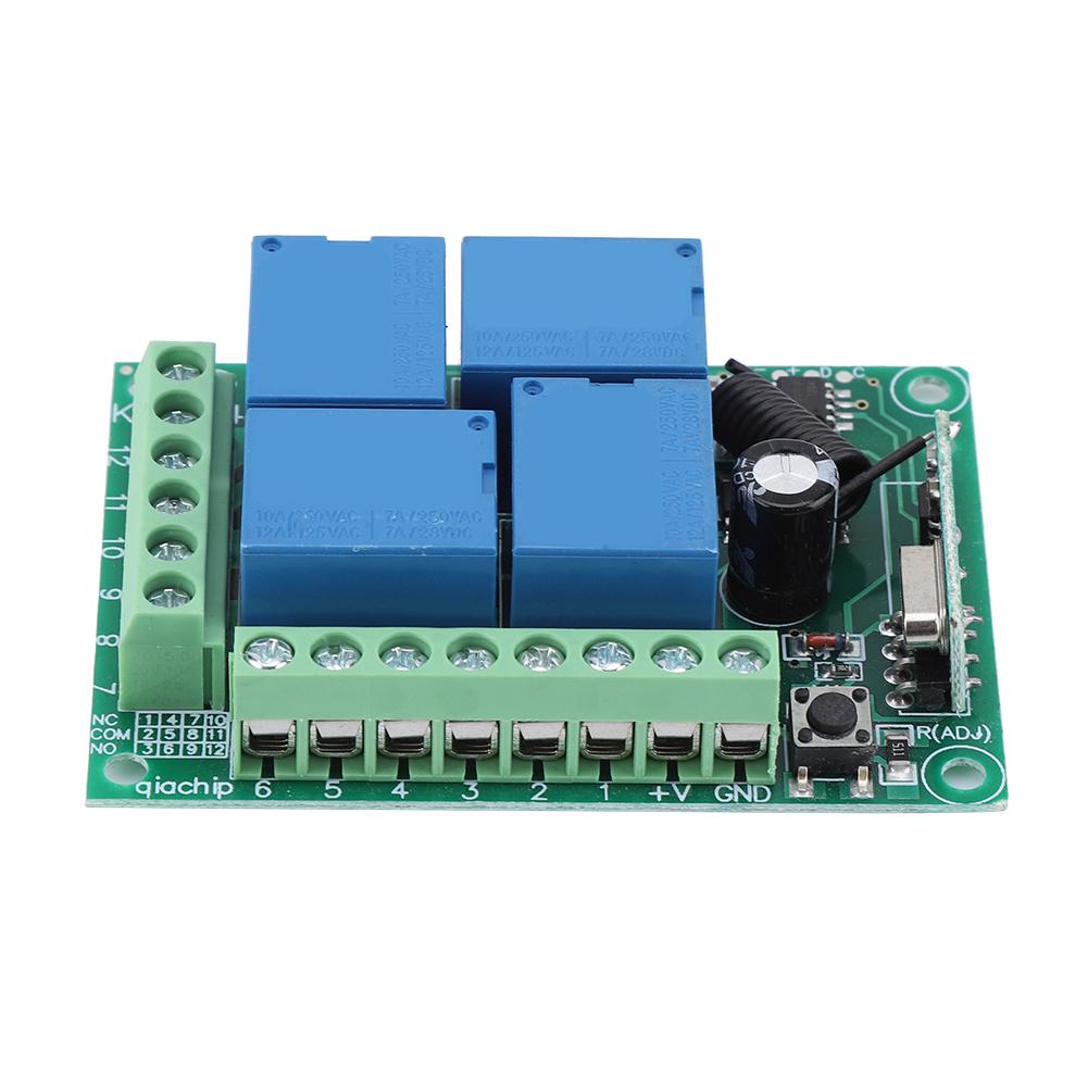 12V 433Mhz 4CH Channel Relay RF Wireless Garage Doors Remote Control Switch Receiver Module
